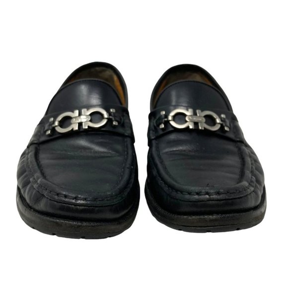 Salvatore Ferragamo Gancini Black Leather Horse Bit Moc Toe Loafer - Size 8 main image 6